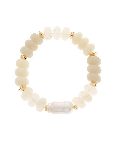 Pearl Accent Marble CCB Bead Bracelet
