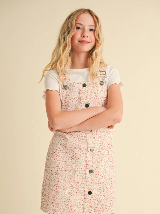 Girls Floral Overall Dress