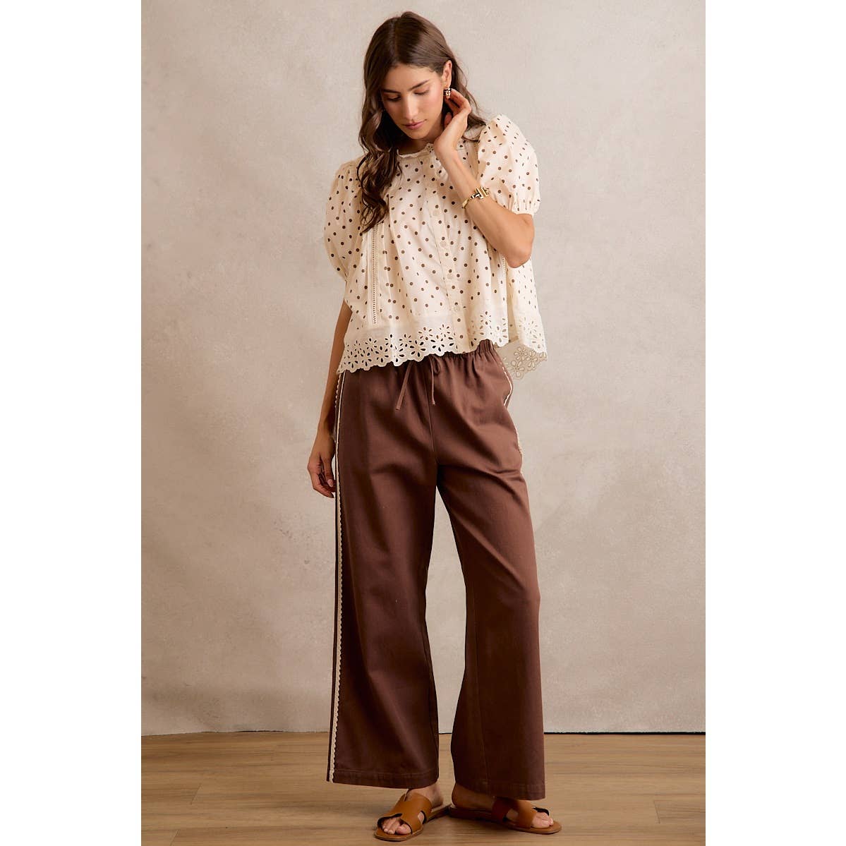Polka Dot Lace Trim Top