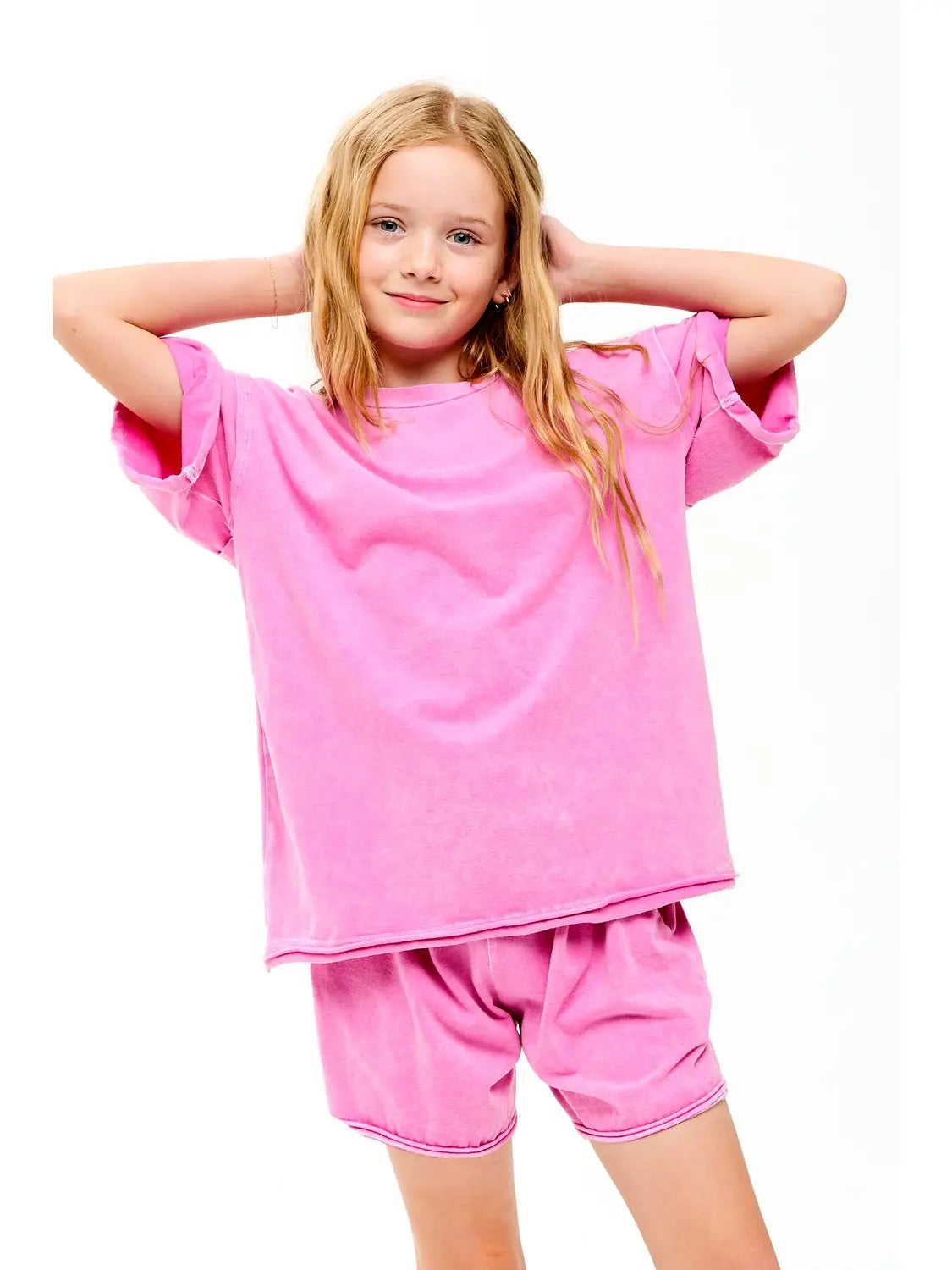 Girls Mineral Washed Raw Edge T-Shirt