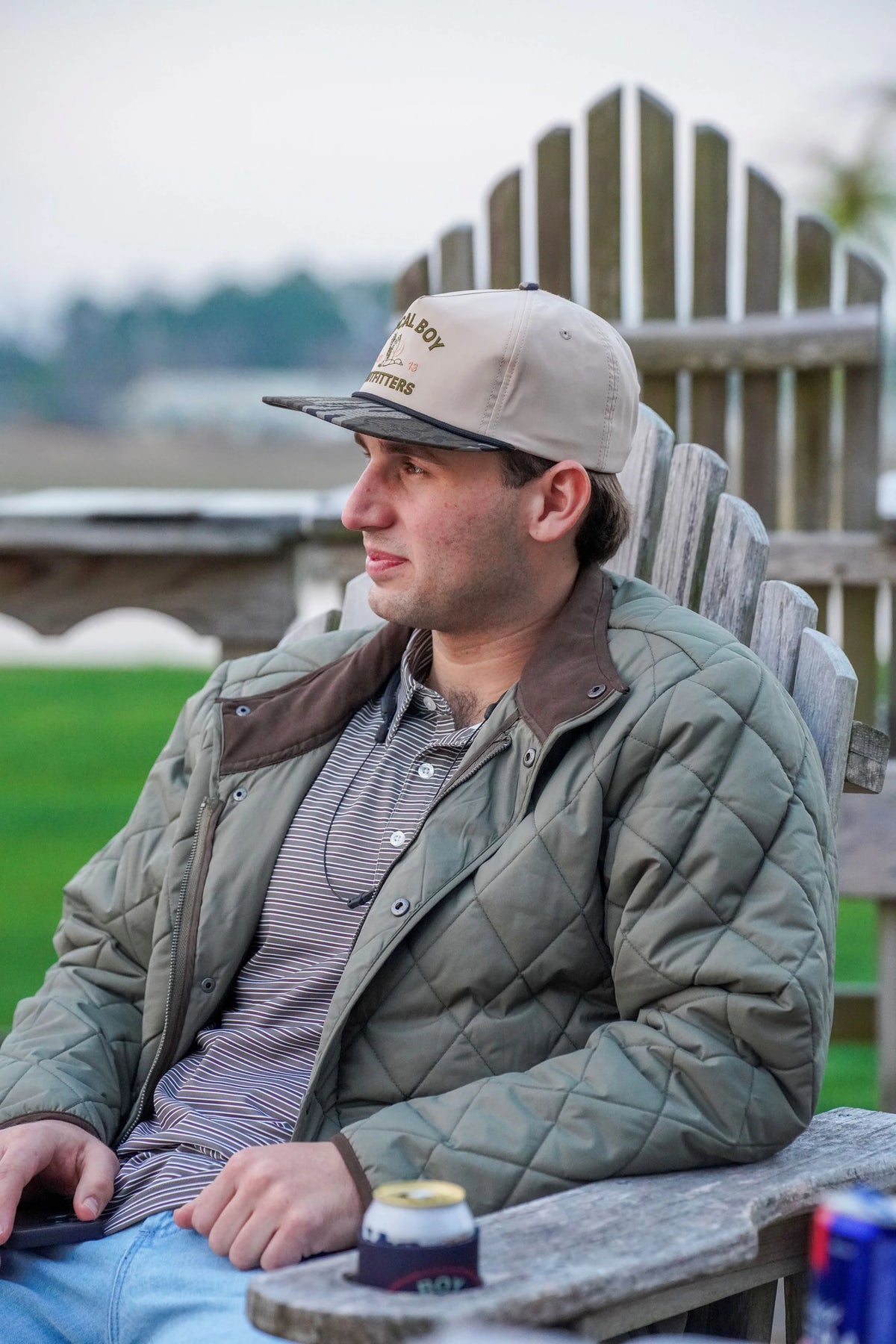 Local Boy Diamond Quilted Jacket-Moss Green