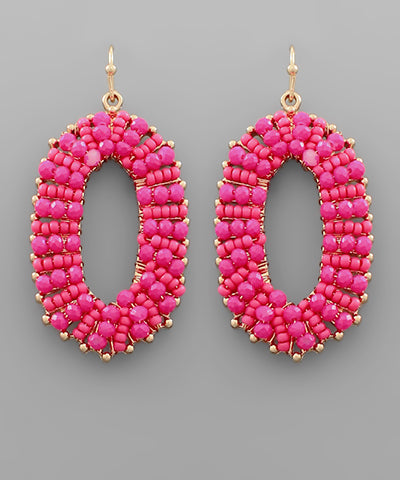 Beaded Oval Earrings