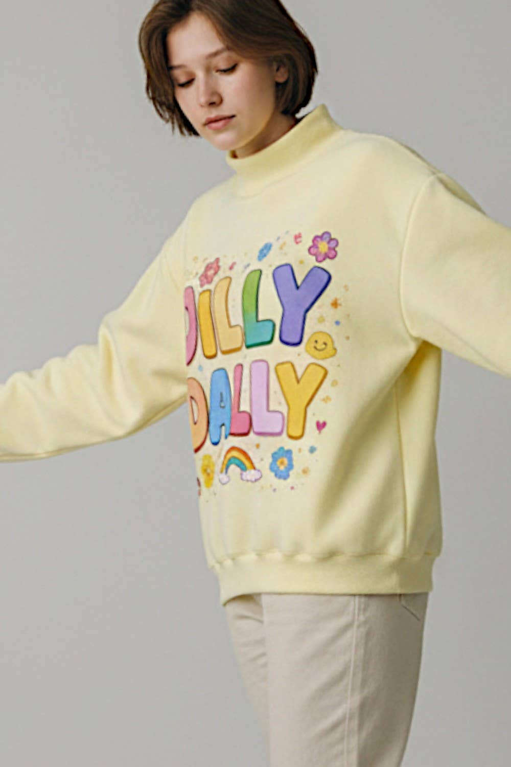 Dilly Dally Reversible Mock Neck Sweatshirt
