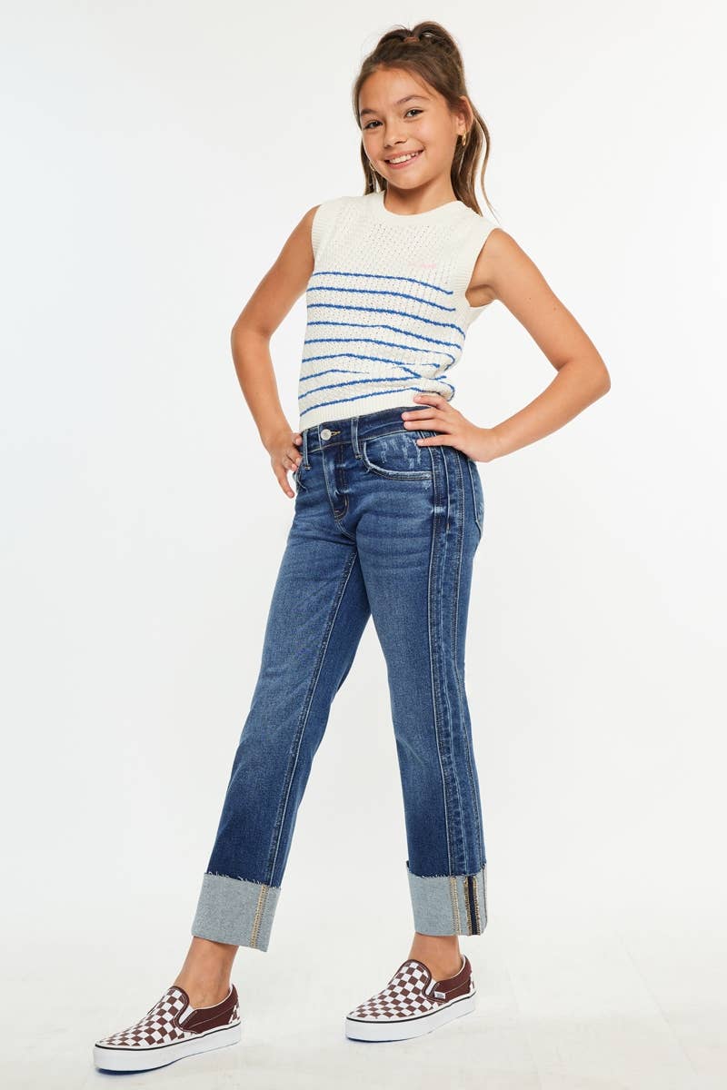 Kan Can Girls Mid Rise Straight Jeans