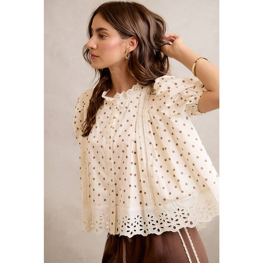 Polka Dot Lace Trim Top