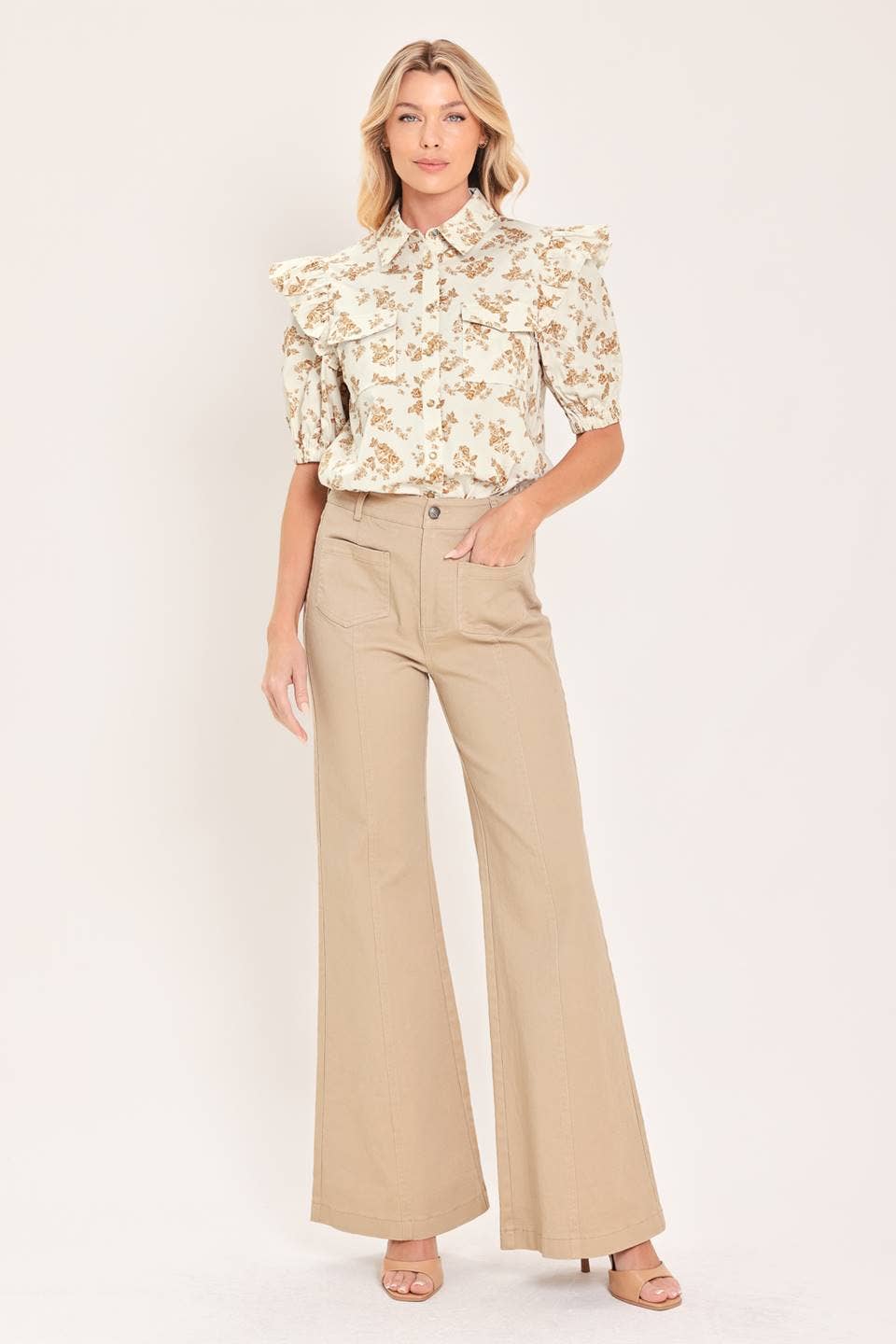 Printed Woven Top-Ivory