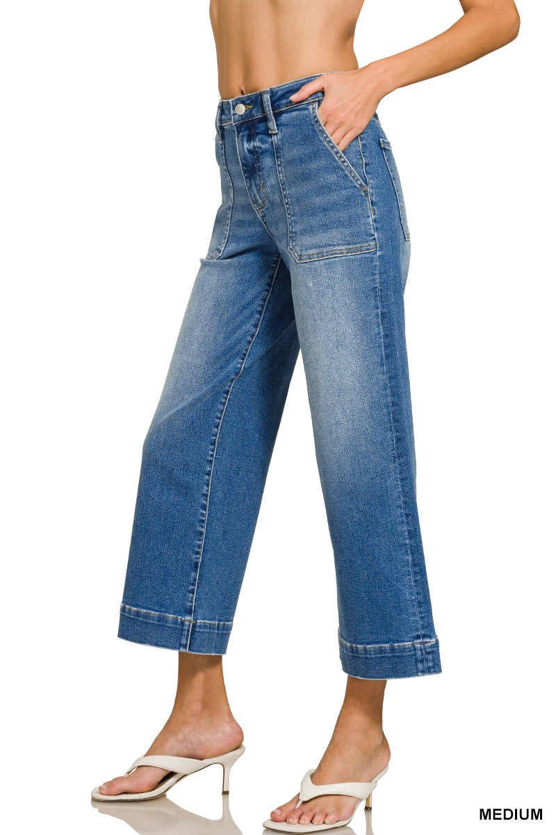 Zenana Utility Pocket Cropped Denim Pants