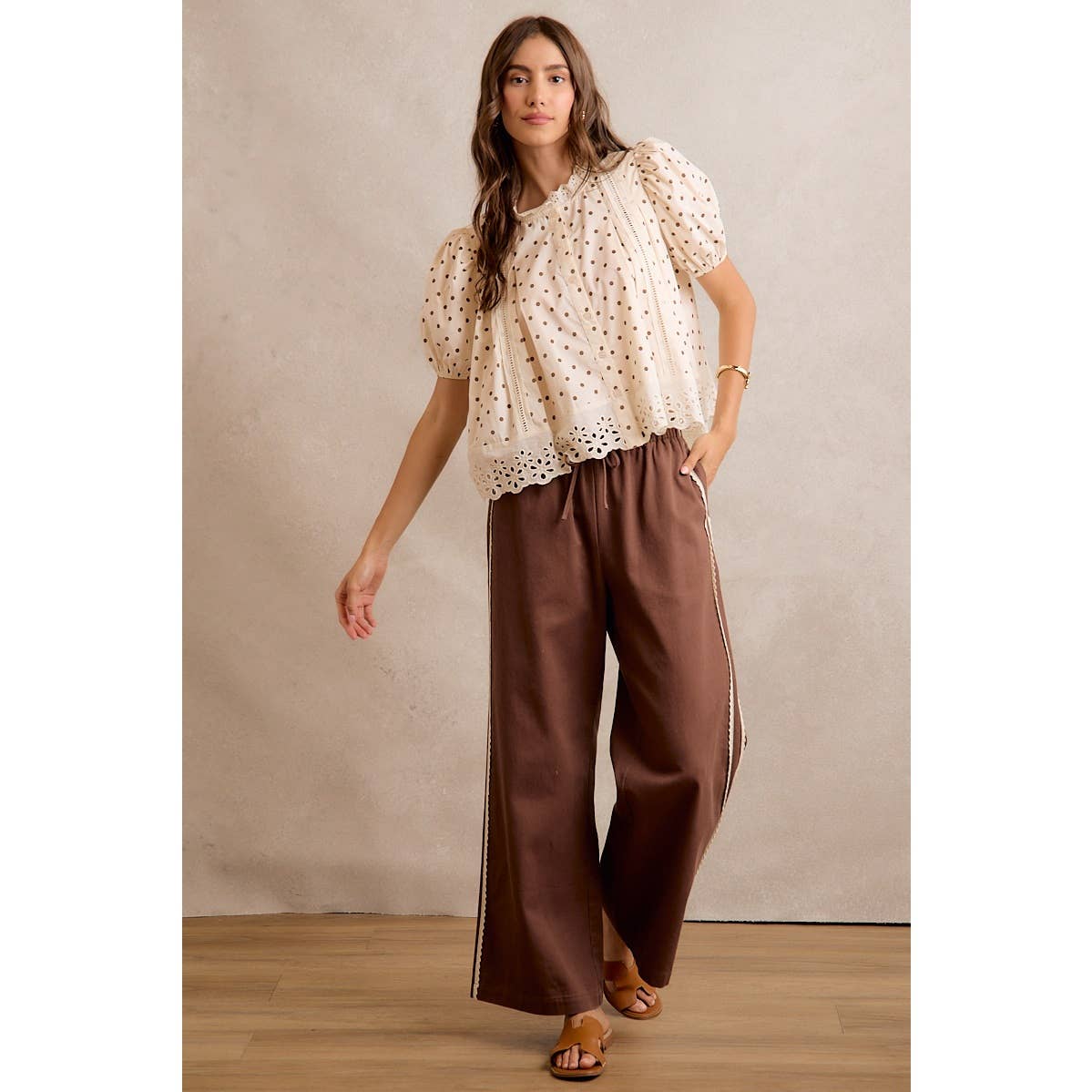 Polka Dot Lace Trim Top