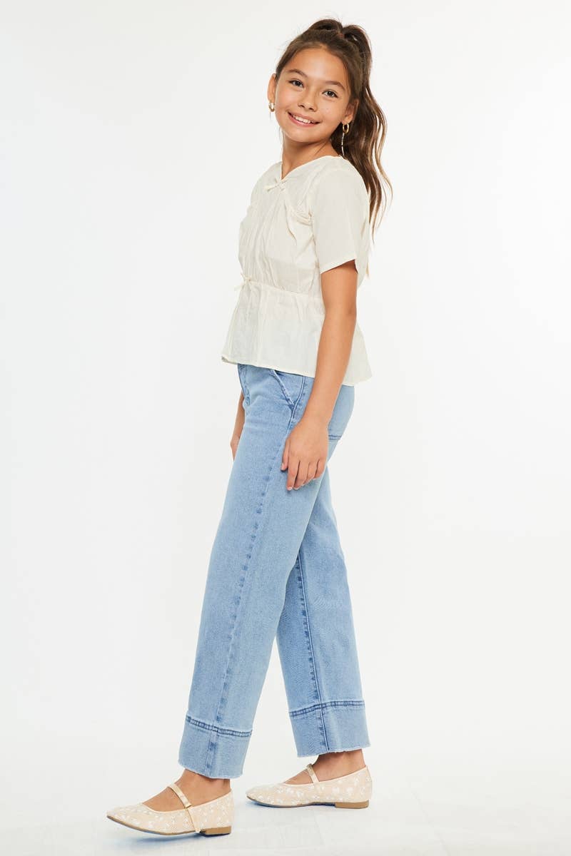 Kan Can Girls Cropped Wide Leg Jeans