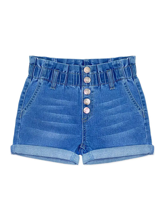 Girls Denim Paperbag Shorts