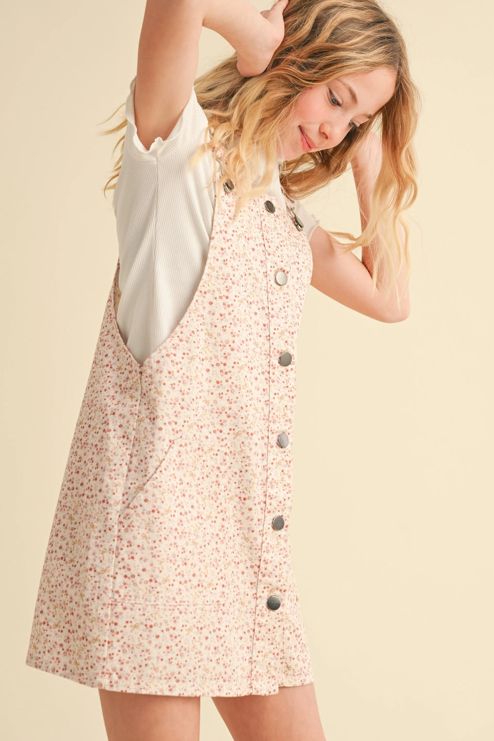 Girls Floral Overall Dress
