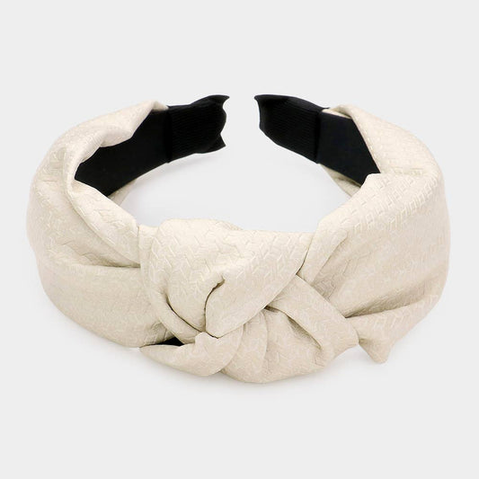Pattern Solid Faux Leather Knot Headband