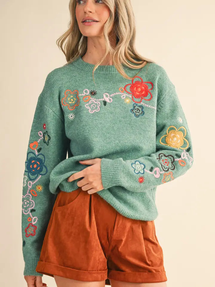 Floral Embroidery Sweater