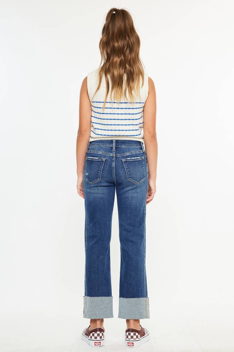 Kan Can Girls Mid Rise Straight Jeans