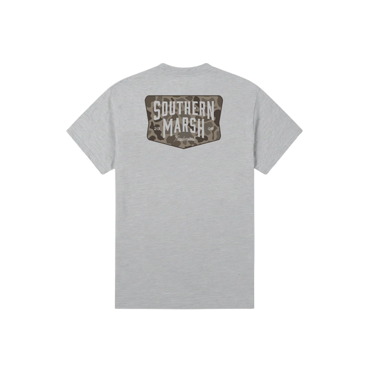 Southern Marsh YOUTH SEAWASH™ Tee-Branding-Camo Shield-Lt Gray