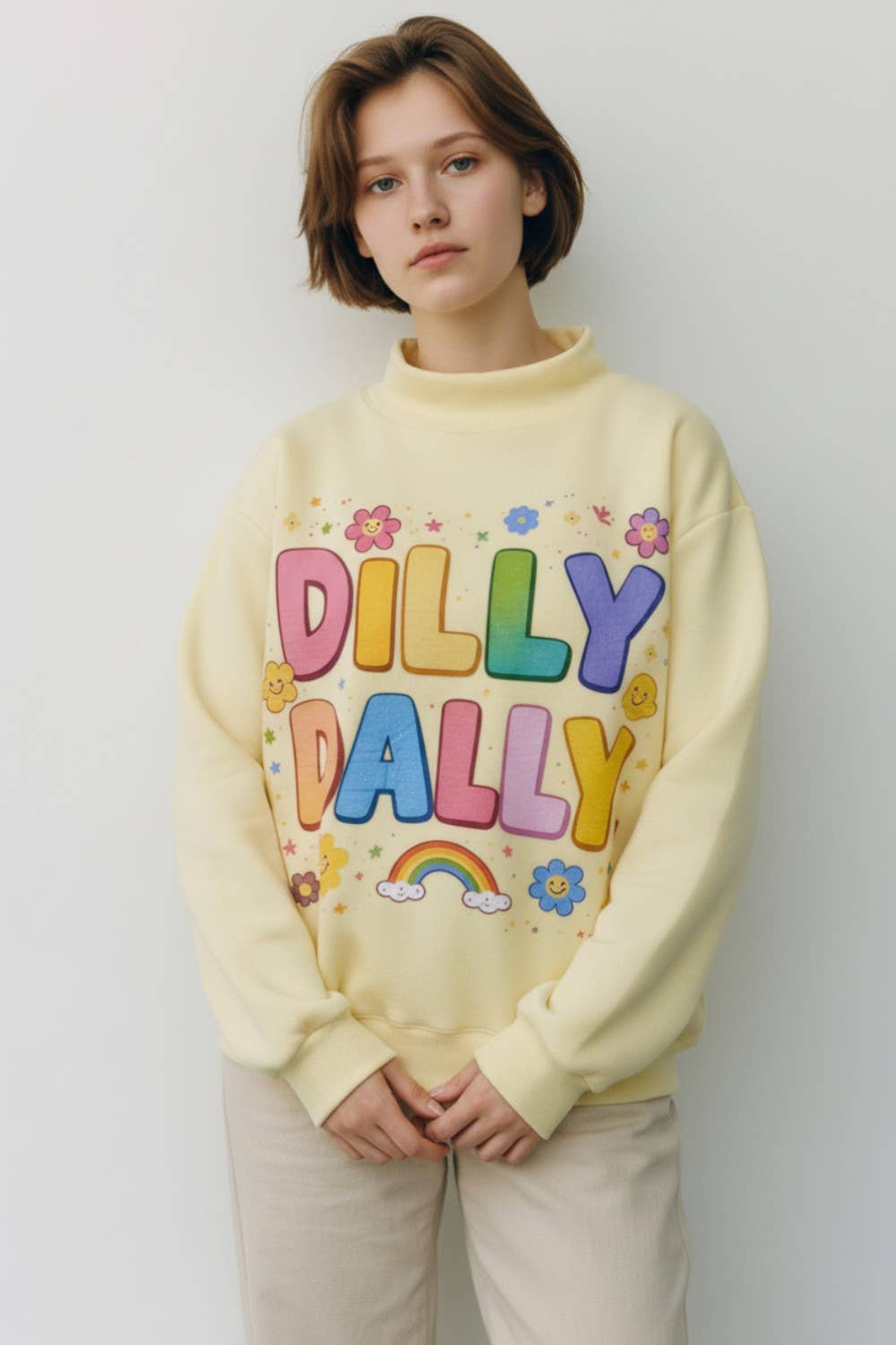 Dilly Dally Reversible Mock Neck Sweatshirt