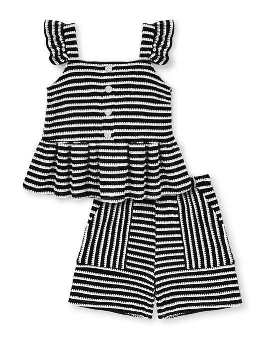 Girls Striped Short Set