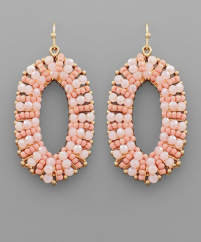 Beaded Oval Earrings