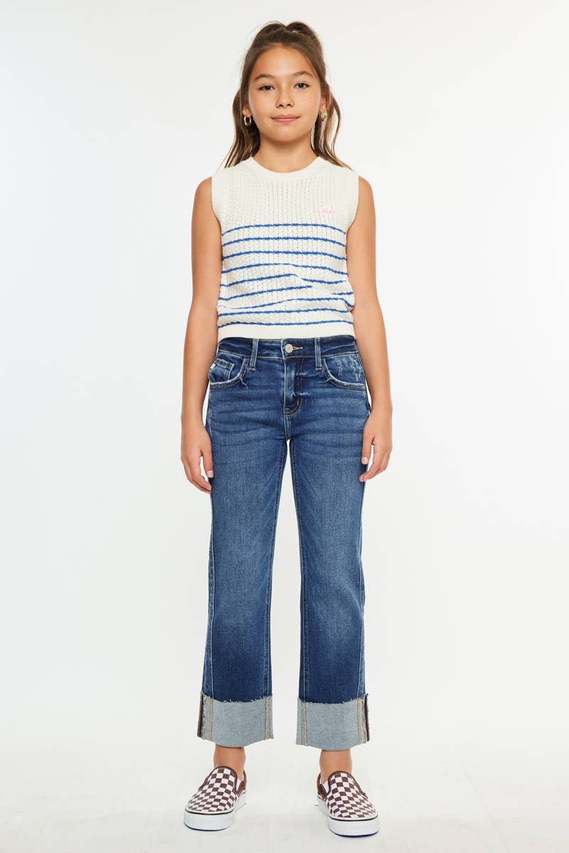 Kan Can Girls Mid Rise Straight Jeans