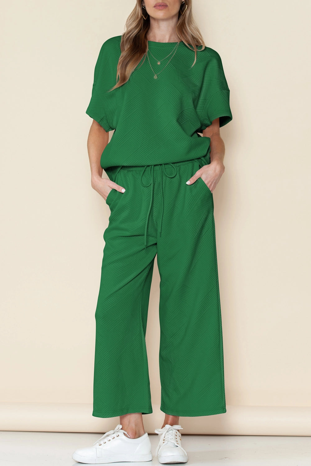 Textured Loose Fit Pants Set