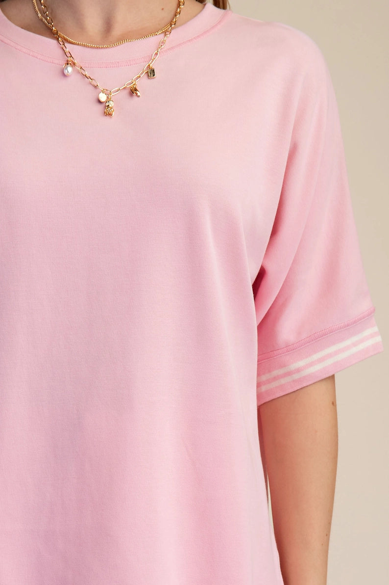 Round Neck Sleeve Trim Band Top