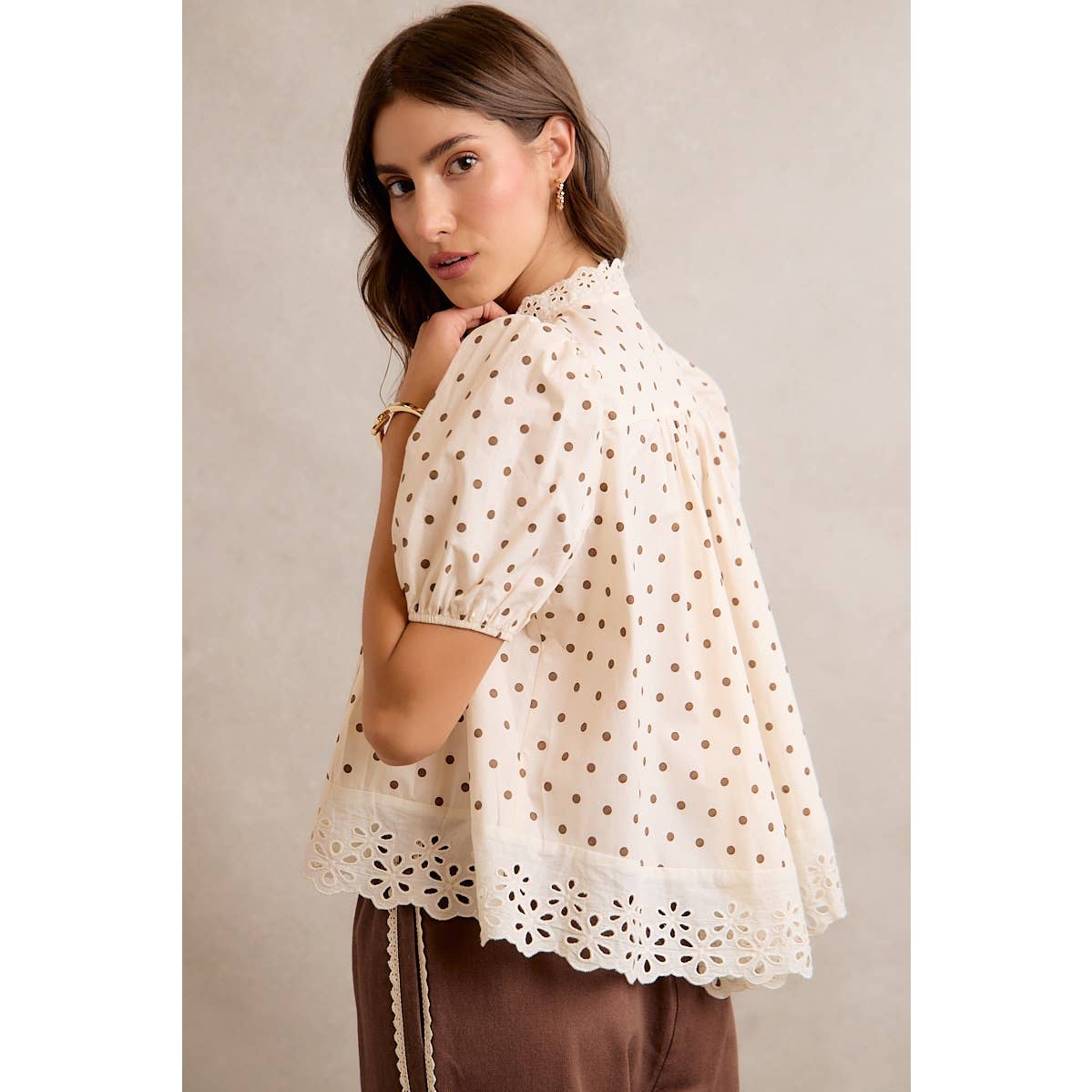 Polka Dot Lace Trim Top