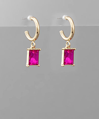Square Glass Dangle Hoops