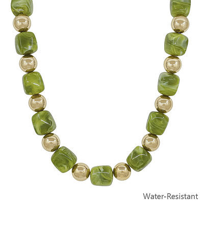 16mm Square Bead & CCB Neckalce