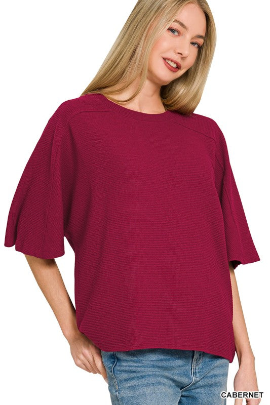 Zenana Double Knit SS Top