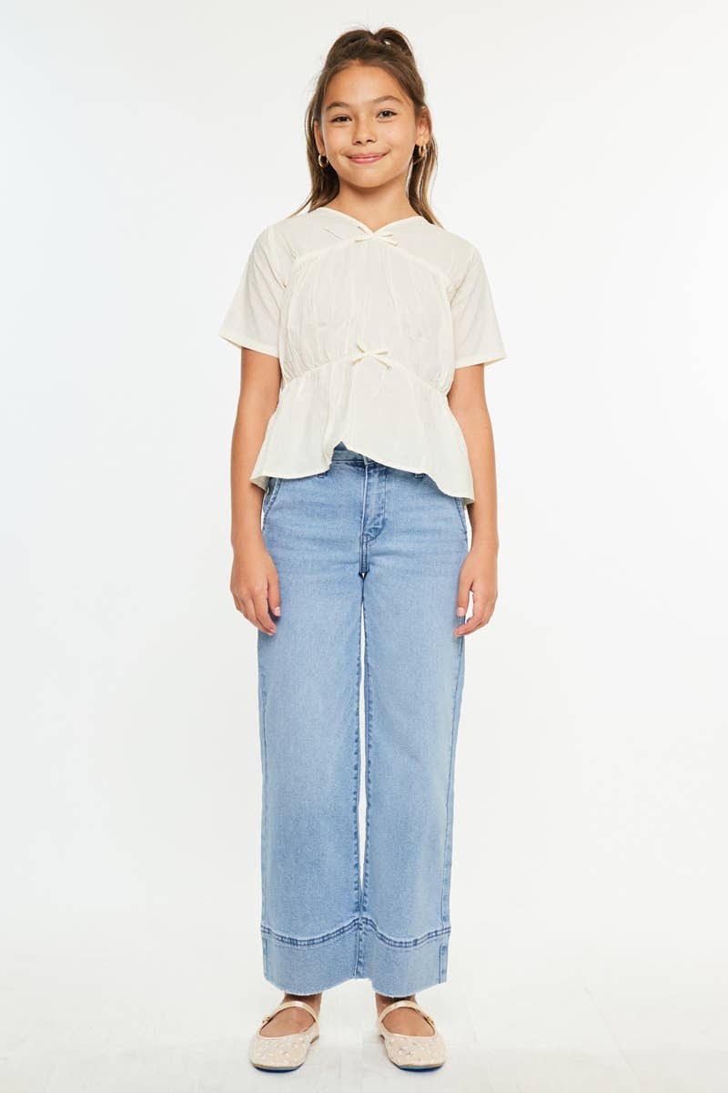 Kan Can Girls Cropped Wide Leg Jeans