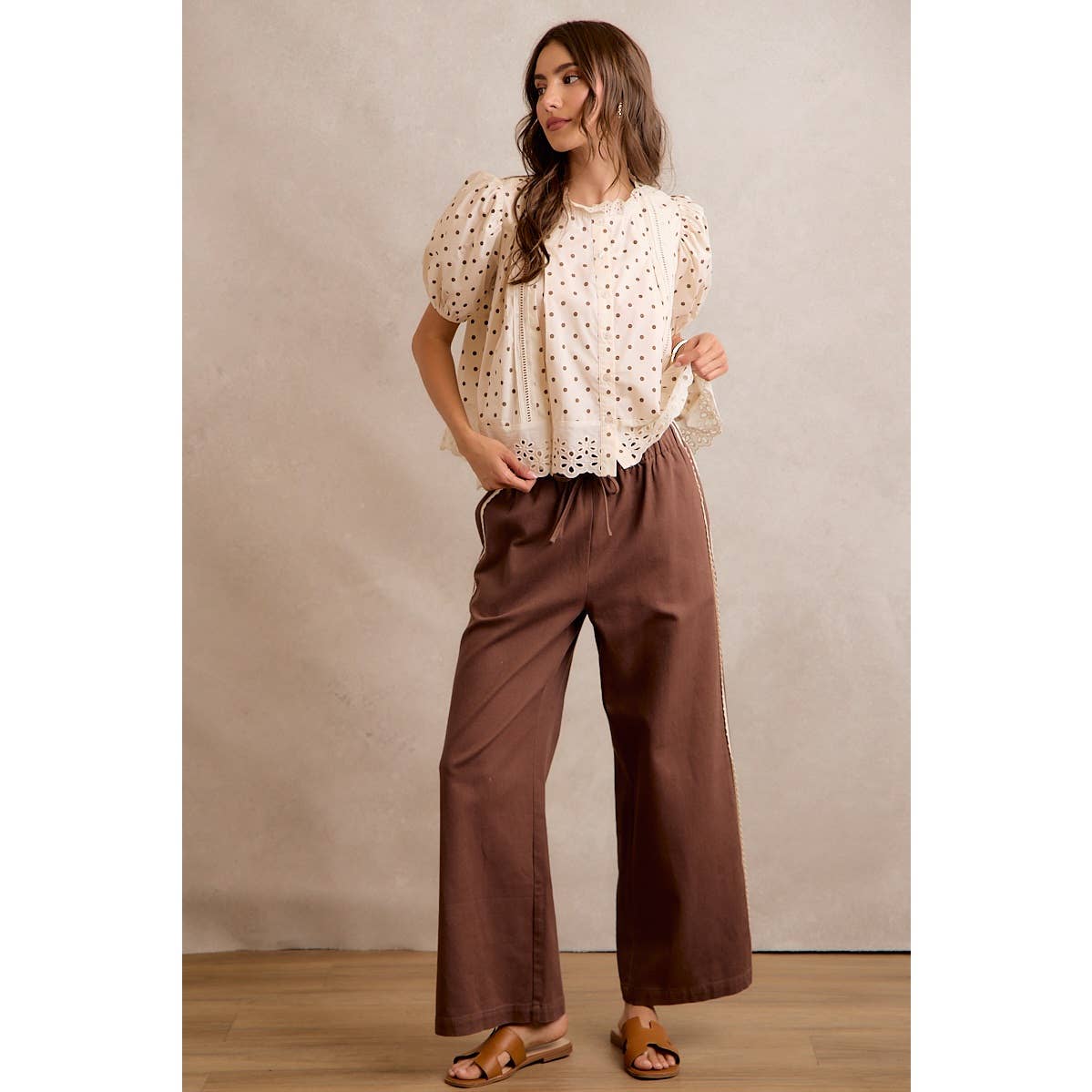 Polka Dot Lace Trim Top