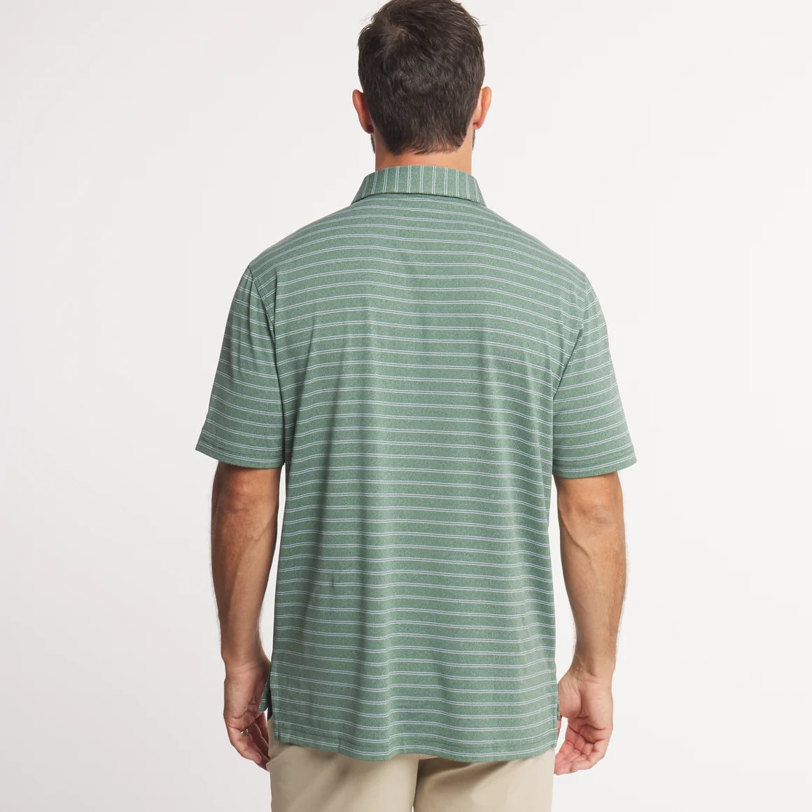 Newcastle Stripe Featherlight Polo-Dark Green