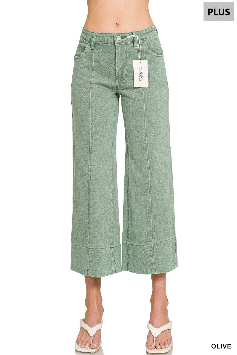 Zenana Plus Cropped Color Denim Pants
