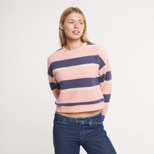Southern Marsh Sunday Morning Sweater-Mimosa Stripe-Camelia & Navy