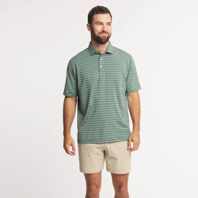 Newcastle Stripe Featherlight Polo-Dark Green