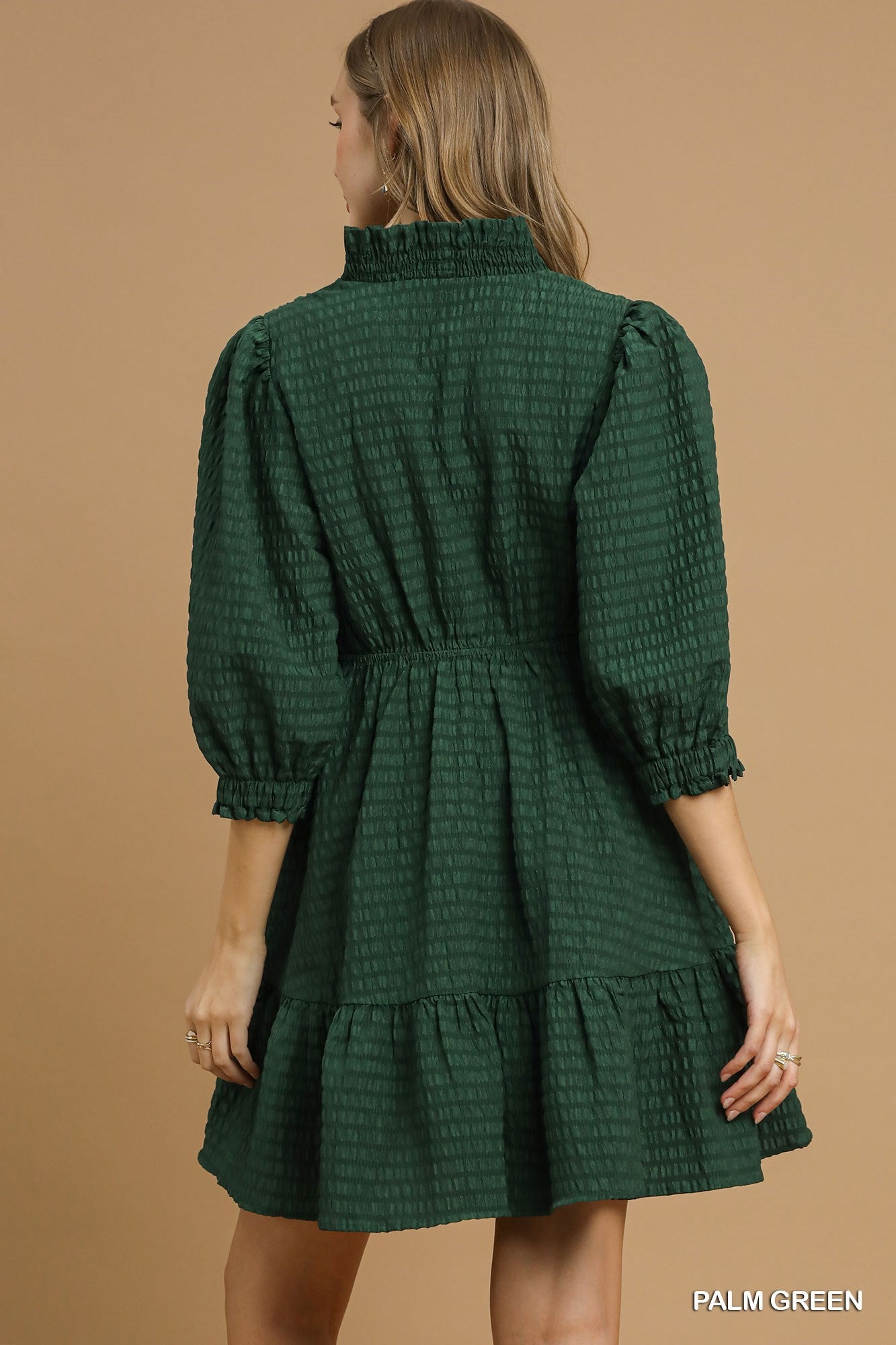 Ruffle Trim Textured Dress