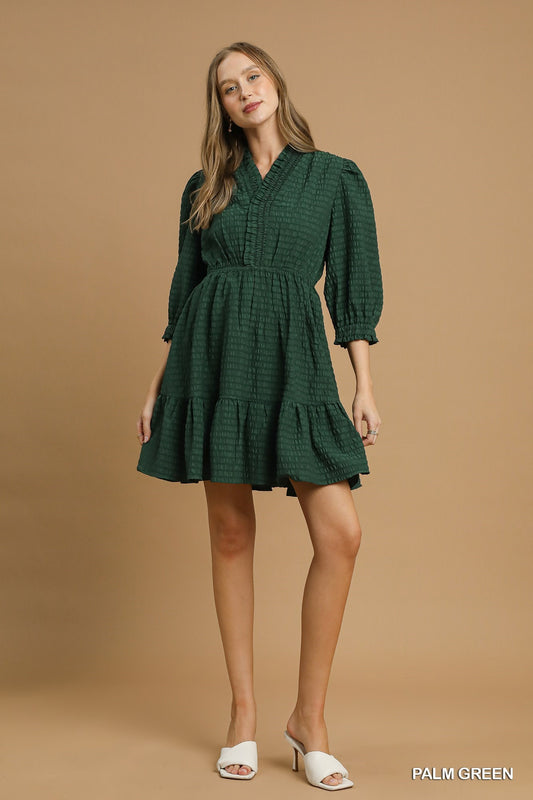 Ruffle Trim Textured Dress