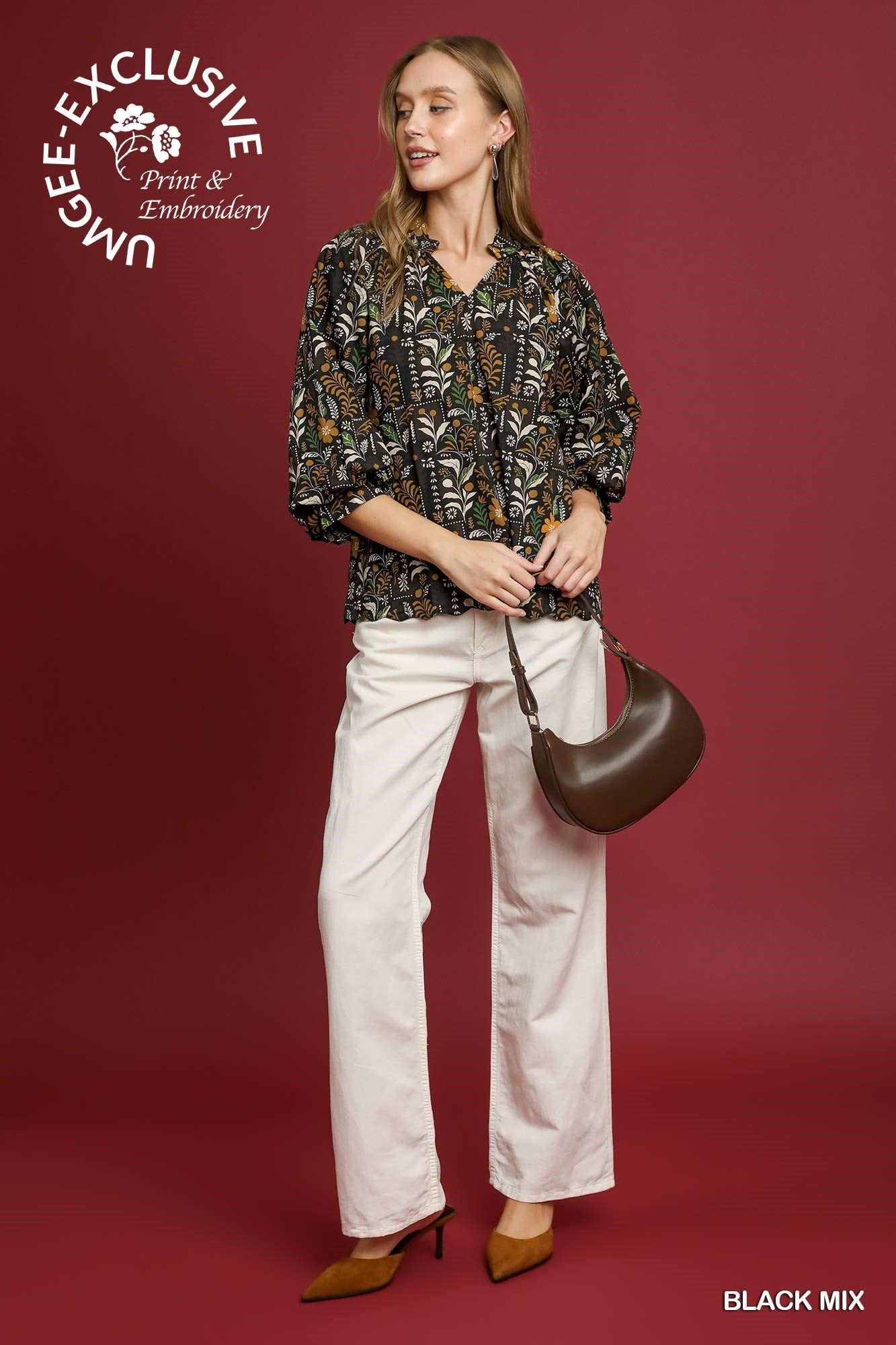 Floral Print Scalloped Hem Top