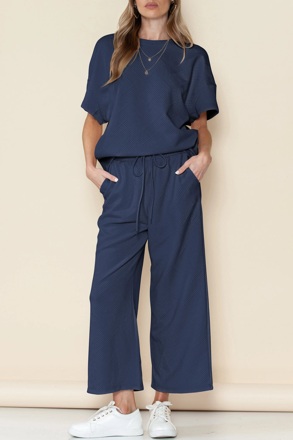 Textured Loose Fit Pants Set