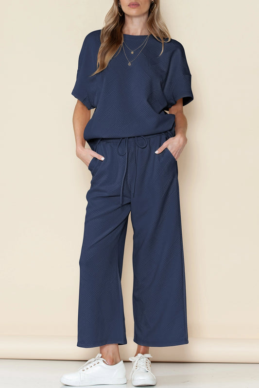 Textured Loose Fit Pants Set