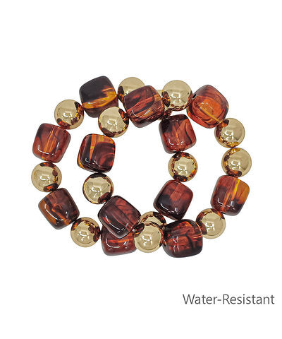 2 Row Square Bead & Bracelet