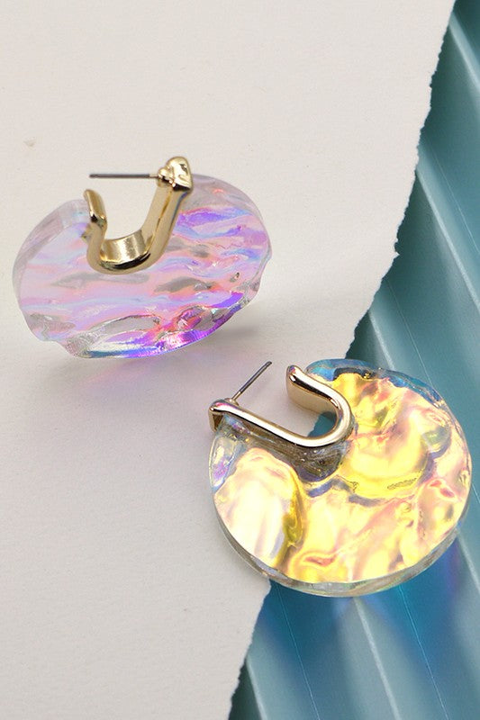 Clear Iridescent Hoops