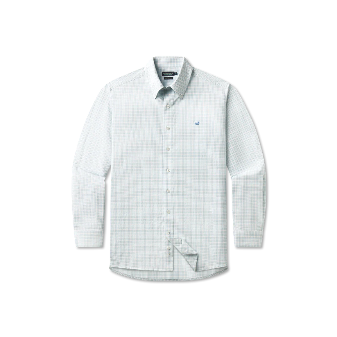 southern marsh dress shirts Southern Marsh Dyer Performance Gingham Dress Shirt Light Blue and Mint / 3XL