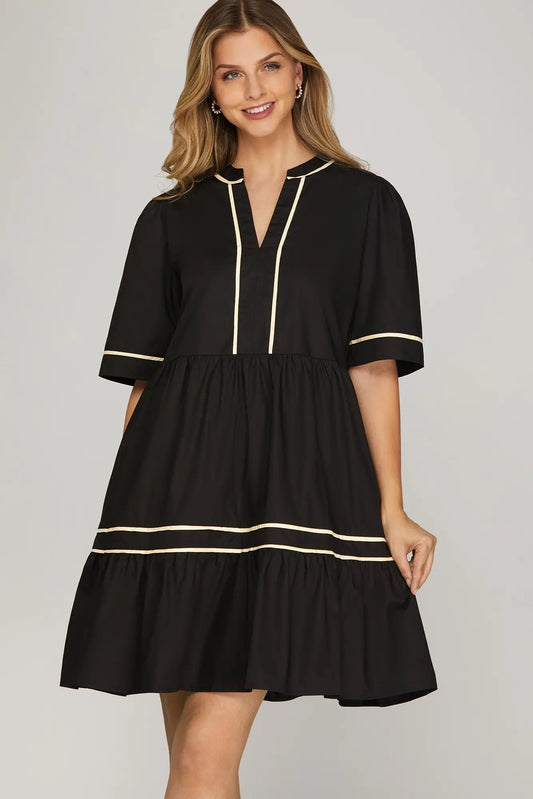 Short Sleeve Tiered Mini Dress