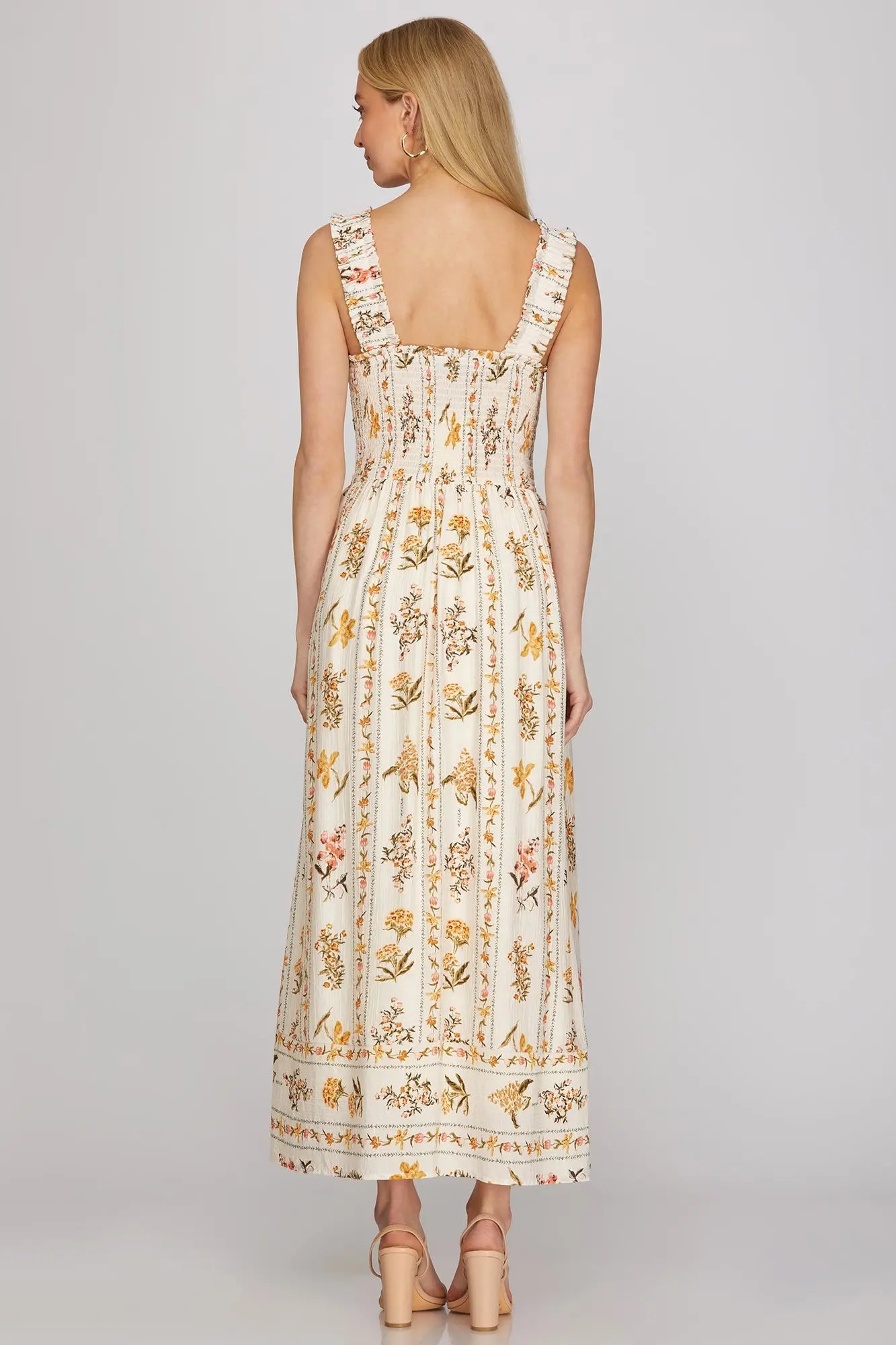 Floral Print Smocked Maxi Dress