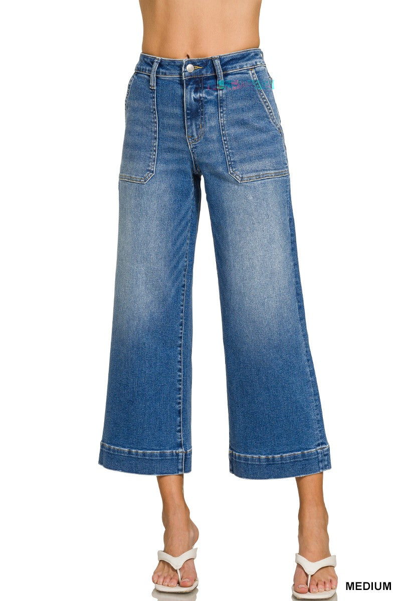 Zenana Utility Pocket Cropped Denim Pants