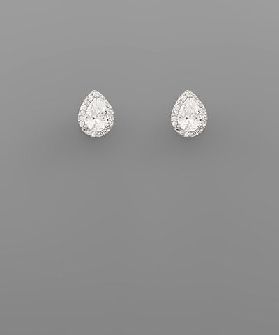 CZ Teardrop Studs