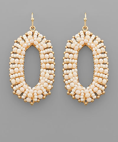 Beaded Oval Earrings