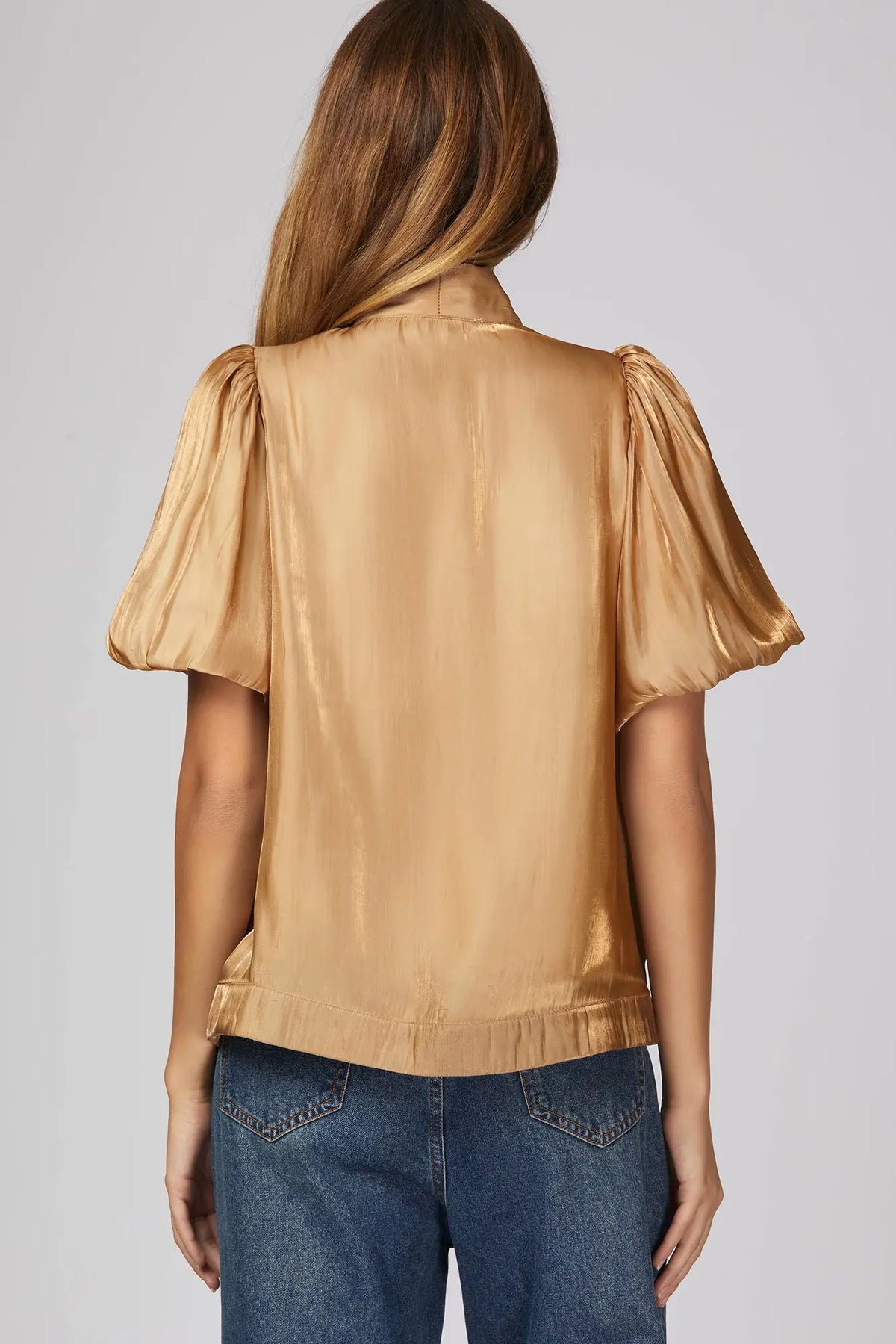 Woven Bow Tie Top-Gold
