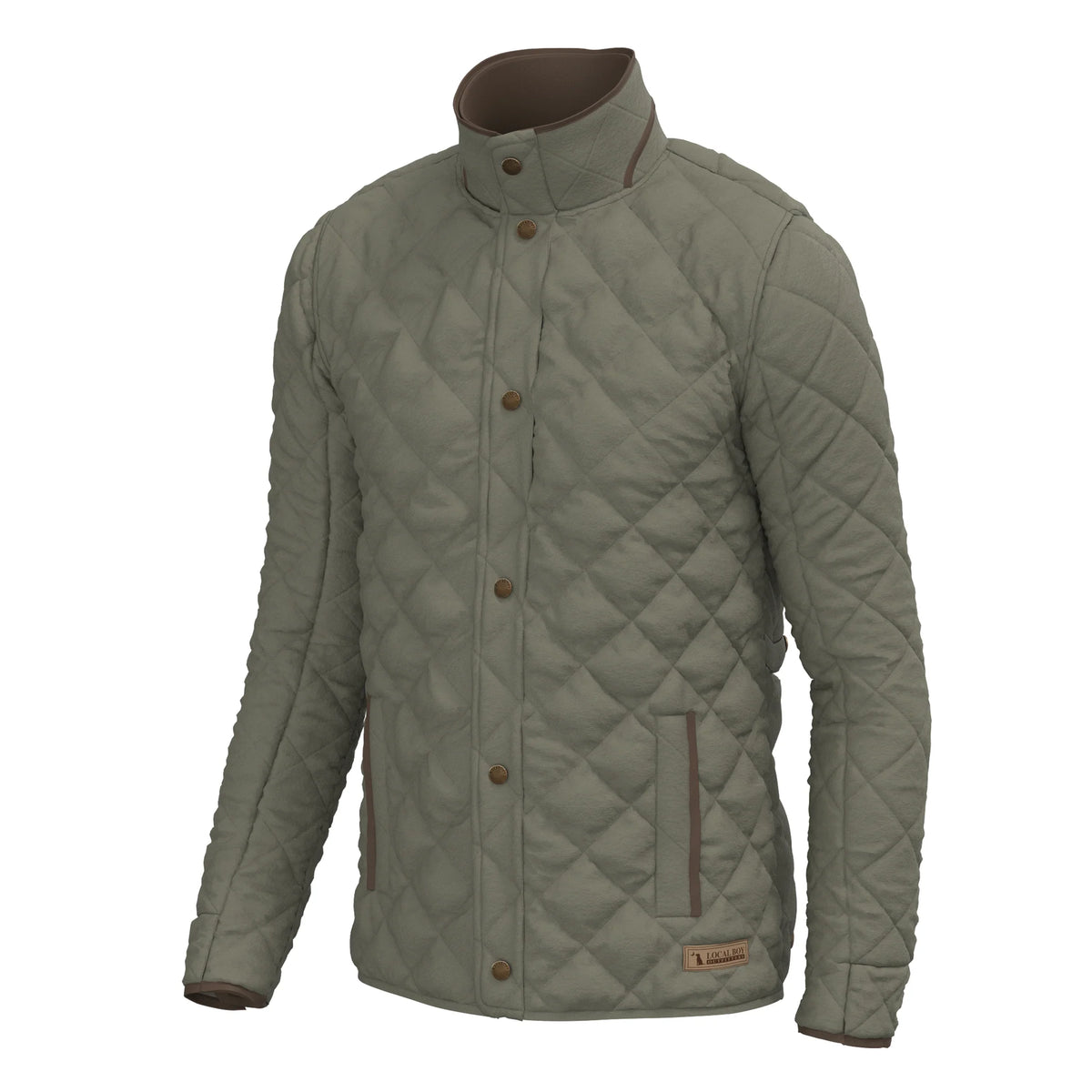 Local Boy Diamond Quilted Jacket-Moss Green
